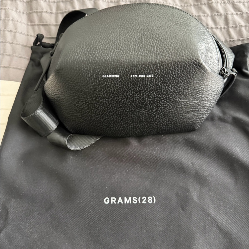 Grams (28) 175 Moon Bag Black Leather Crossbody Sling Bag for Men